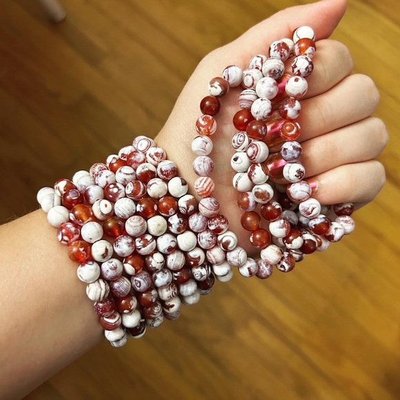Red orca agate 8mm beaded bracelet - Picture 1 of 3